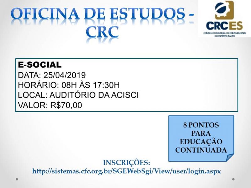 OFICINA DE ESTUDOS CRC - E-SOCIAL