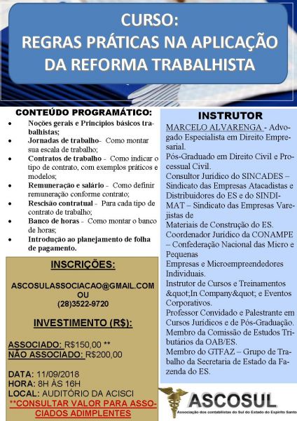 REGRAS PRÁTICAS NA APLICAÇÃO DA REFORMA TRABALHISTA - 11/09/2018